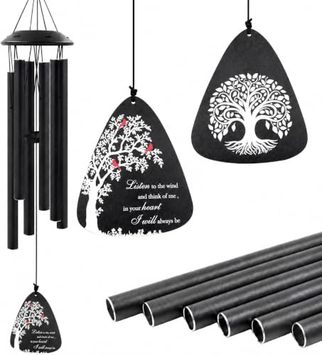 Sympathy Wind Chimes for Loss of Loved One - size: 32"-Listen to the wind