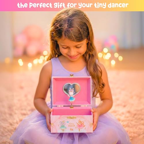 Giggle & Honey® Musical Ballerina Jewelry Box for Girls | Music Boxes for Little Girls, Toddler Jewelry Box for 4 Year Old Kids, Toys for Toddlers, Birthday Gifts for Kids 5-9 Years - style: Animal Ballerina