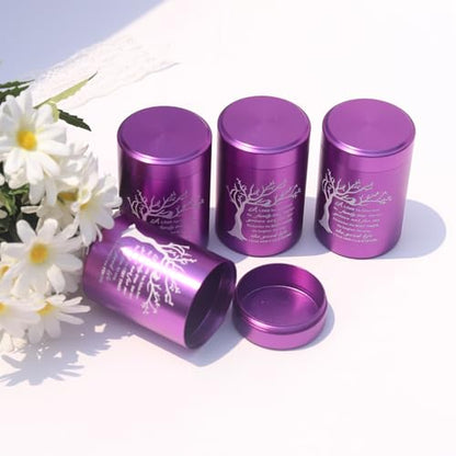 Small Urns for Ashes - Set of 4，2.7 inch Aluminium Mini Urns, Cremation Urns for Human Ashes, Ashes Holder, Small Keepsake urns-A Limb has Fallen from The Family Tree, Purple - size: Tree-Purple