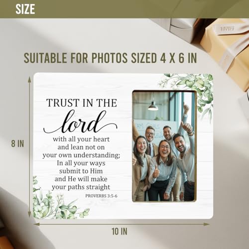 Christian Gifts Picture Frame for Faith, Trust in the Lord Gifts Picture Frame for Women Men - color: Christian