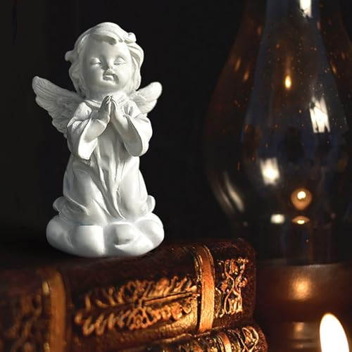 OwMell Little Angel Statue Figurine Cherub Decor Sculpture, Memorial Gift | Praying Angel, Resin Cherub Statue Figurine, Remembrance Healing Sympathy Gift, Shelf Home Decor Desktop Office Decoration - color: Praying Angel