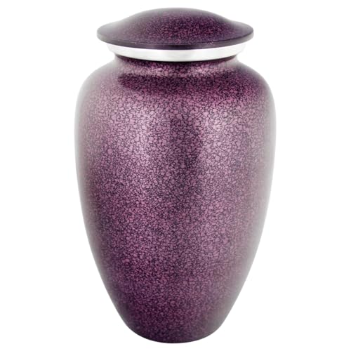 Plum Mist Cremation Urn for Ashes, Aluminum, Purple Urn, Adult Sized Cremation Urn, 10.5 Inches High - color: Plum Mist