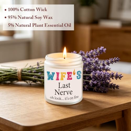 Romantic Gifts for Wife from Husband Novelty Lavender Scented Soy Candle Gift Mothers Day Christmas Anniversary Valentines Wedding Birthday Gift for Wife - color: Wife