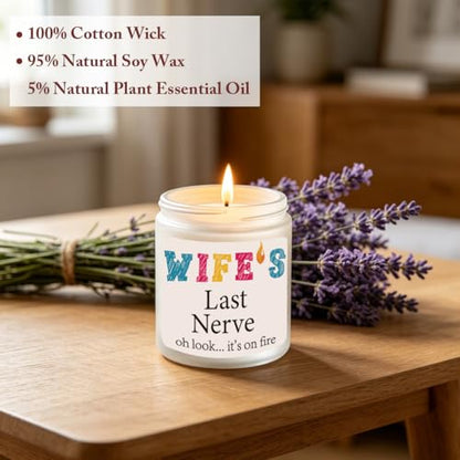 Romantic Gifts for Wife from Husband Novelty Lavender Scented Soy Candle Gift Mothers Day Christmas Anniversary Valentines Wedding Birthday Gift for Wife - color: Wife