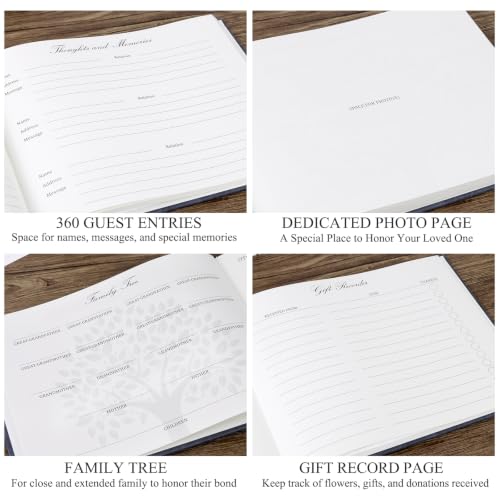 Funeral Guest Book Set with Wooden Keepsake Box, Memory Cards & Pens | Complete Memorial Table Set Includes guest book, keepsake box, 50 memory cards, card drop box, sign, instruction card & pens - style: Guest Box Kit