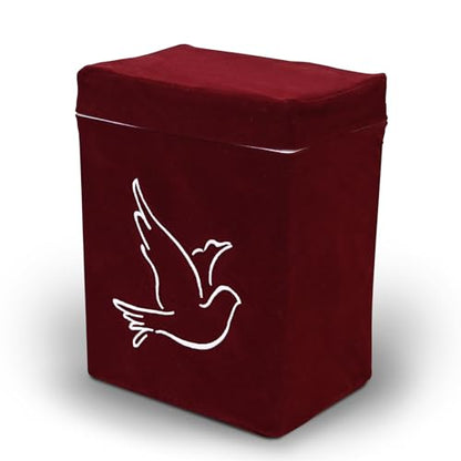 Velvet Urn Bag with TSA Approved Cremation Container | Holds Cremated Ashes of Human Adult | For Use in a Niche or Ground Burial | Fits Crowne Burial Urn Vault (Burgundy with Dove) - color: Burgundy With Dove