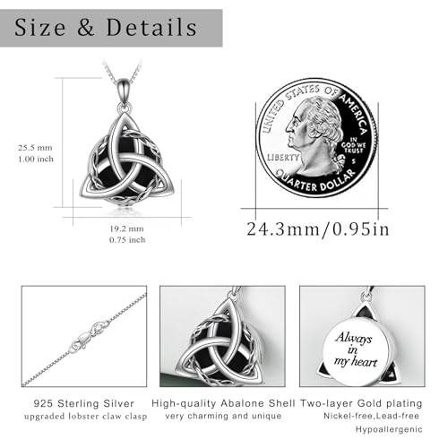 WINNICACA Celtic Knot Necklace 925 Sterling Silver Celtic Pendant Irish Urn Necklace Jewelry Birthday Anniversary Valentine's Day Gifts for Her Women Wife Girlfriend Daughter - style: 2-Celtic Knot Urn Necklace(Black Onyx)