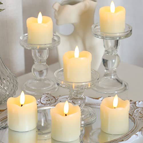 Lezonic Flameless Votive Candles Battery Operated with Remote and Timer, Pack of 6 (D:2" X H:2") LED Ivory White Long Lasting Flickering Wax Candles with Realistic 3D Flame - color: Ivory(2'' x 2'')