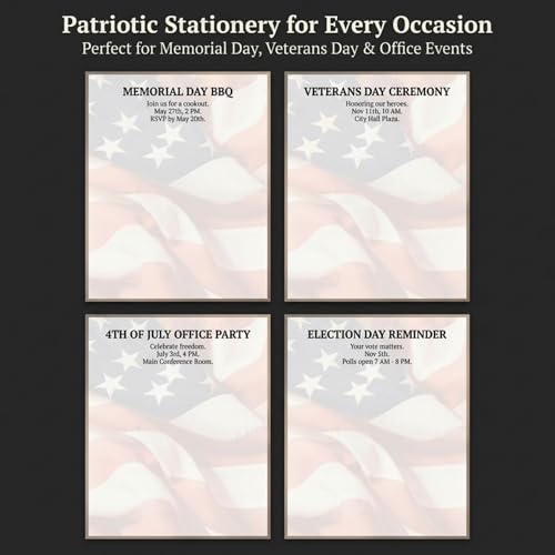 PaperDirect Salute American Flag Border Paper, Vintage Faded Flag Design with Patriotic Flair, 8.5 x 11, Acid-Free, Stationery for Letters, Flyers, Cards, 25 Sheets