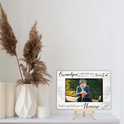 Memorial Gifts Loss of Grandpa, Sympathy Picture Frame, Remembrance Gifts Wooden Photo Frame with Easel, 4x6 Bereavement Picture Frame for Tabletop Display - G09 - style: Loss of Grandpa