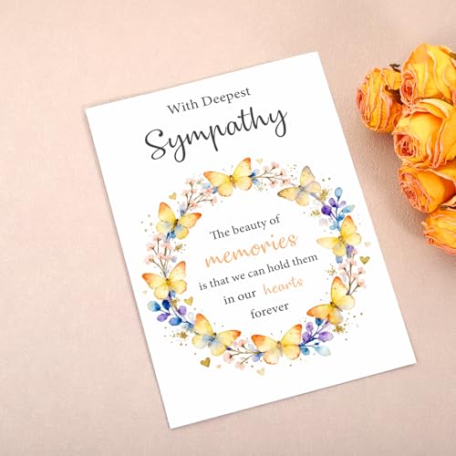 Sympathy Cards with Envelopes, Condolence Card, Heartfelt Condolence Greeting Card for Loss, Thinking of You Sympathy Cards Gifts for Loss of Loved One, Elegant Sorry for Your LossCard 8 x 5.3 Inch