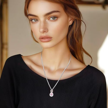 Infinity Urn Necklace for Ashes Sterling Silver Heart Moonstone Turquoise Birthstone Keepsake Memorial Cremation Jewelry for Women - style: Infinity A-10-Oct.-Tourmaline