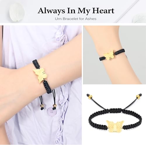 zeqingjw Butterfly Urn Bracelet for Ashes for Women Men - color: Gold