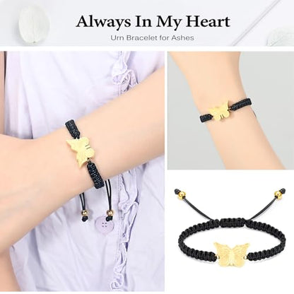 zeqingjw Butterfly Urn Bracelet for Ashes for Women Men - color: Gold