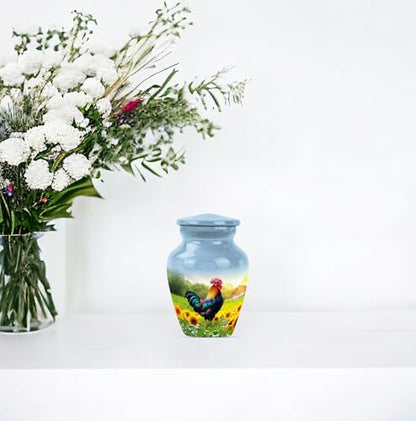 Rooster Urn for Ashes for Women - Small Urns for Ashes Dad, 10" 1Pc, 3" 4Pc - size: 10 Inch & Keepsake 4Pc