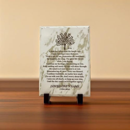 Personalized “A Limb Has Fallen” Sympathy Gift Memorial Plaque – Remembrance Gift for Loss of Loved One – Customizable Bereavement Gift – In Loving Memory Keepsake (Marble finish, 5x7 inch) - size: 5x7 inch