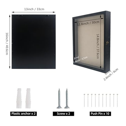 Large Graduation Shadow Box Frame for Cap Gown, Black 13x16 Display Case - color: Rustic Black, size: 13"x16" (33x40 cm)