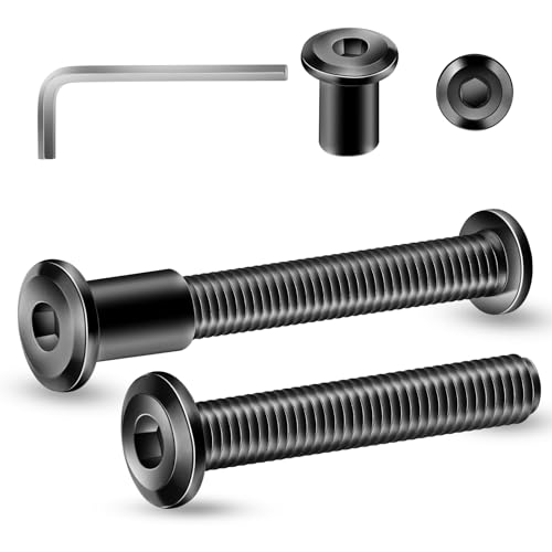 1/4-20 x 1-1/2" 20Pcs Flat Head Hex Socket Cap Screws Bolts Barrel Nuts Kit, 304 Stainless Steel 18-8, Full Thread, Black Oxide by SG TZH (with Hex Spanner) - color: Black, size: 1/4-20 x 1-1/2"