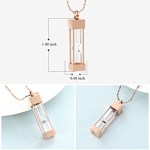 Imrsanl Glass Hourglass Urn Necklace Cremation Jewelry for Ashes - color: Rose Gold