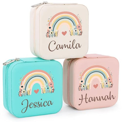 Ajiangwu Back To School Gifts,Custom Travel Jewelry Case for Kids,Personalized Small Jewelry Box Mini Teen Girl Gifts Trendy Stuff Jewelry Organizer for Rings, Necklaces, Bracelets - color: Design 6