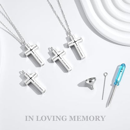 925 sterling silver cross souvenir ashes necklace urn pendant - color: SISTER