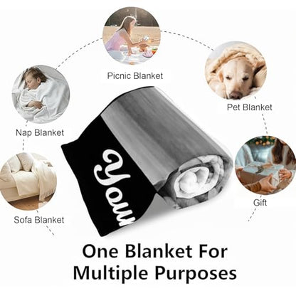 XINLING Custom Memorial Blanket with Pictures for Loss of Loved One Personalized Photo Blanket Customized Sympathy Gifts in Memory of Mom Dad Grandma Grandpa(1 Photo) - color: 1 Photo