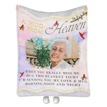 Artsadd Custom Memorial Blankets for Loss of Loved One - A Hug from Heanven Sympathy Blanket Loss of Dad Mom Husband Wife Friend in Loving Memory Blanket Personalized - Remembrance Blankets - color: A-3