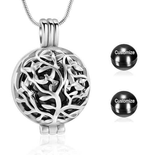 Cremation Jewelry Urn Necklace for Ashes with Hollow Mini Ball Keepsake Urn Pendant Memorial Jewelry for Ashes - color: Customize-1