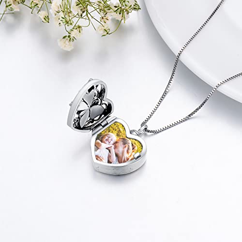 WINNICACA Cremation Jewelry for Ashes Locket Ashes Necklace Urn Necklace for Women Sterling Silver Cremation Necklace for Ashes Fine Keepsake Picture Necklace Memorial Jewelry - style: B01-Butterfly Urn Locket Necklace