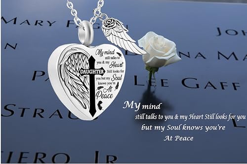 Heart Urn Necklaces for Ashes Cross Angel Wings Cremation Jewelry Keepsake Memorial Pendant for Men Women - style: Wife
