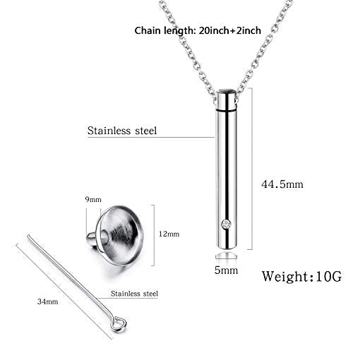 YOUFENG Urn Necklaces for Ashes Urns for Human Ashes Memorial Cremation Urn Locket Stainless Steel Keepsake Ashes Jewelry - style: Silver