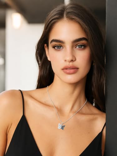 Flower Butterfly Urn Necklace for Ashes 925 Sterling Silver Urn Necklace Keepsake Cremation Jewelry Memorial Gifts for Women Loss Loved One - color: 03-Butterfly Angel Wings
