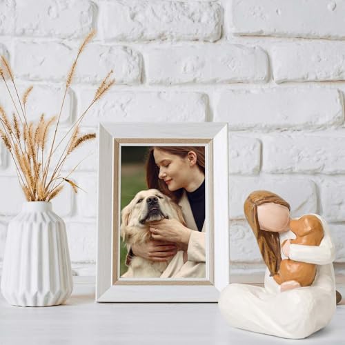 Pet Memorial Gifts for Loss of Dogs,Sculpted Hand-Painted Resin Dog Figure - style: Girl with golden retriever