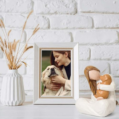 Pet Memorial Gifts for Loss of Dogs,Sculpted Hand-Painted Resin Dog Figure - style: Girl with golden retriever