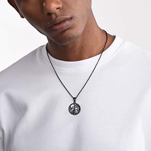 GOLDCHIC JEWELRY Urn Necklaces for Ashes, Stainless Steel Pet/Cross/Birthstone/Tree of Life Personalized Keepsake Memorial Jewelry for Women - color: Family Tree - Black Plated, style: No Engraving