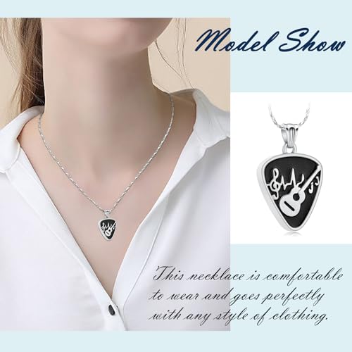 Imrsanl Guitar Pick Cremation Urn Necklace for Ashes - color: Silver-Guitar Pick