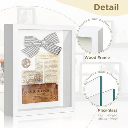 2 Pack Shadow Box Frame 11"x 14" - Wood Deep Shadowbox with Glass - size: 11×14-2pcs-white