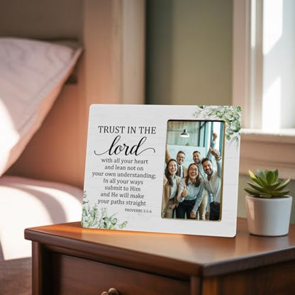 Christian Gifts Picture Frame for Faith, Trust in the Lord Gifts Picture Frame for Women Men - color: Christian