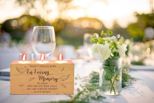 Sympathy Bereavement Gift for Loss of Loved One - Memorial Candle Holders - Handcrafted Wooden Keepsake with Poem - Condolence for Loss of Mother, Father (in Loving) - color: In Loving