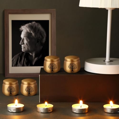 Small Keepsake Urns for Human Ashes Set of 4,Mini Urns for Ashes Made of Brass with Tree of Life Pattern Engraved,Small Cremation Keepsakes for Pet Ashes - size: 1.6''x1.5'',4pcs