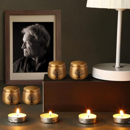 Small Keepsake Urns for Human Ashes Set of 4,Mini Urns for Ashes Made of Brass with Tree of Life Pattern Engraved,Small Cremation Keepsakes for Pet Ashes - size: 1.6''x1.5'',4pcs
