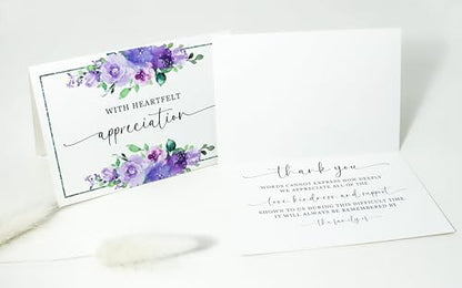 Funeral Thank You Cards with Envelopes Message Inside | 4×6 Inches 48 Pack, Sympathy Thank You Cards for Funeral Bereavement