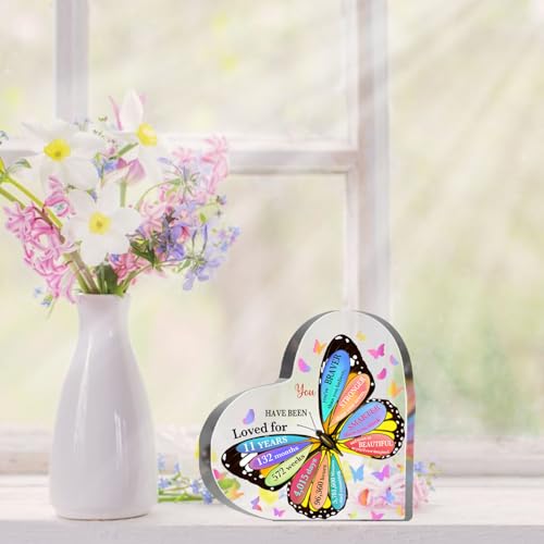 11 Year Old Girl Birthday Gifts, 11th Birthday Acrylic Sign, Inspirational Butterfly Keepsake Sign for Girls Boys, Happy 11 Birthday Gifts Idea for Daughter Girls, Table Desk for Home - style: 11th Birthday