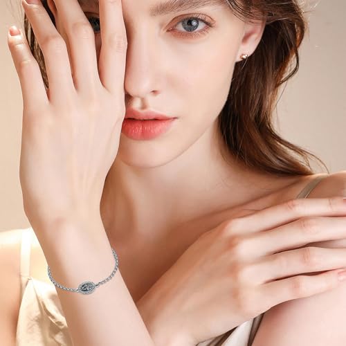 Birth Flower Photo Locket Bracelet 925 Sterling Silver 12 Month Locket Bracelet with Picture Birth Flower Photo Jewelry Gifts for Women Mother Mom Daughter - style: 02-February-Iris