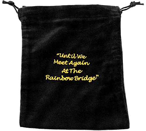 Medium Black Velvet Rainbow Bridge Cremains Bag for Ashes - Medium Size 7"L x 9"H - for Holding 85 Cubic Inches of Pet Cremains - Includes Plastic Bag for Ashes - color: Black, size: Medium