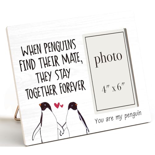 You Are My Penguin Wood Photo Frame, Couple Picture Frame | Couple Penguin Gifts for Girlfriend, Boyfriend, Love Picture Frames for Couples, 4 x 6 Inch Photo - color: Penguins