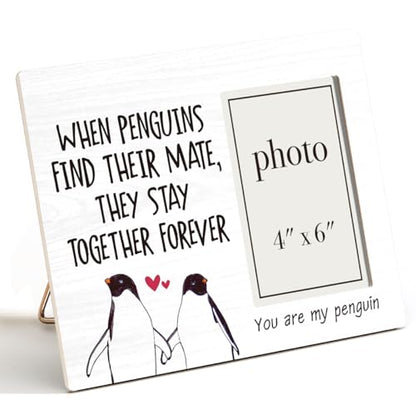 You Are My Penguin Wood Photo Frame, Couple Picture Frame | Couple Penguin Gifts for Girlfriend, Boyfriend, Love Picture Frames for Couples, 4 x 6 Inch Photo - color: Penguins