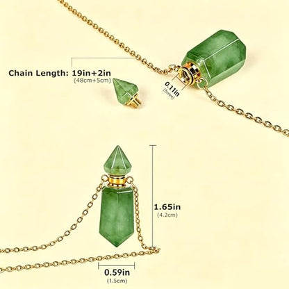 RIPFEVURN Cremation Jewelry Urn Necklaces for Ashes for Women Men Natural Crystal Stone Urn Locket Gemstone Human Ashes Keepsake Pendant - color: Green