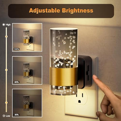 JandCase Night Lights Plug into Wall, 2 Pack Automatic LED Night Light - color: Gold Bubble-3000K, size: 2 Pack