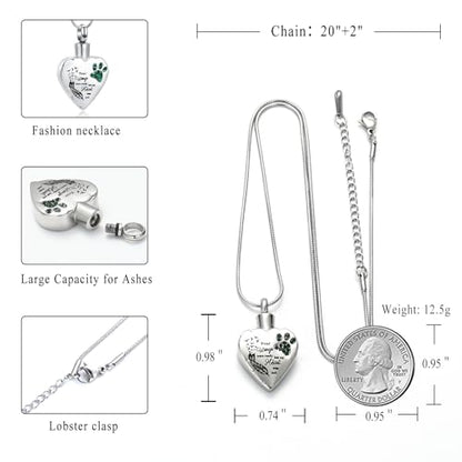 memorial jewelry Your Wings were Ready, But My Heart was Not Stainless Steel Carved Locket Cremation Urn Necklace for Pet Dog Cats - color: Your Wings-Green